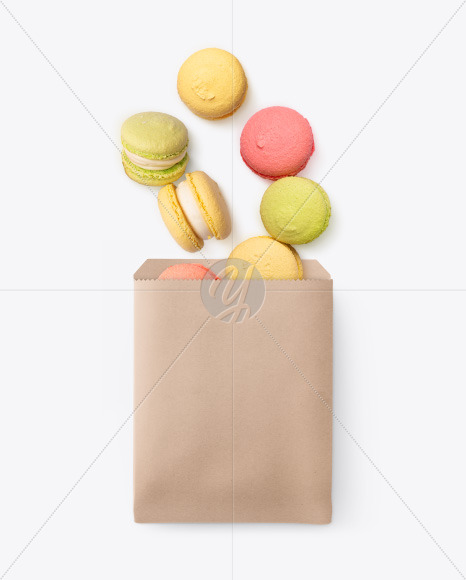 Paper Pack With Donut With Sesame Seeds Mockup In Bag Sack Mockups On Yellow Images Object Mockups