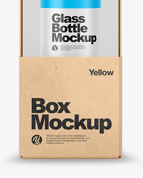 Kraft Box With Cosmetic Bottle Mockup In Bottle Mockups On Yellow Images Object Mockups