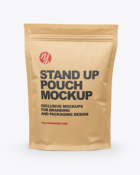 Download Kraft Stand Up Pouch Mockup In Pouch Mockups On Yellow Images Object Mockups