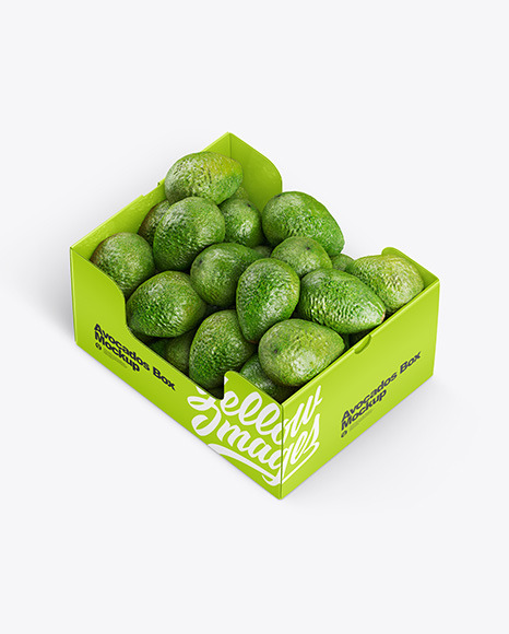 Download Box With Avocado In Box Mockups On Yellow Images Object Mockups PSD Mockup Templates