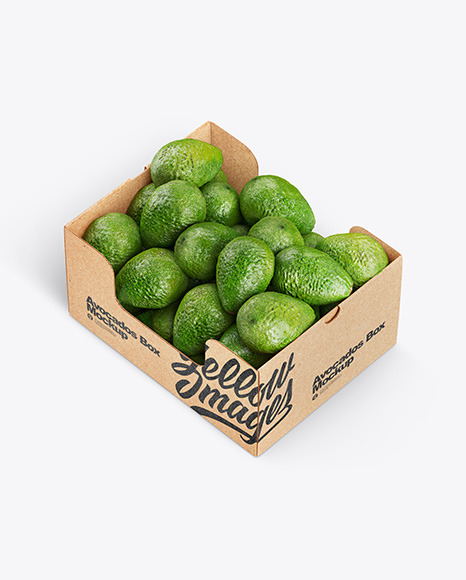 Download Box With Avocado In Box Mockups On Yellow Images Object Mockups PSD Mockup Templates