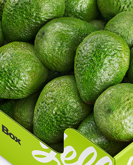 Download Box With Avocado In Box Mockups On Yellow Images Object Mockups PSD Mockup Templates