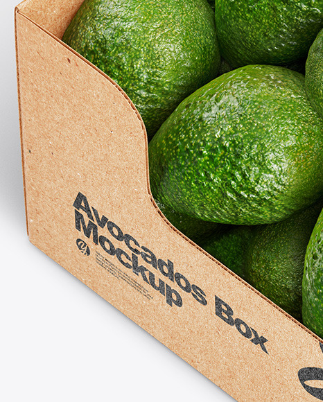 Download Box With Avocado In Box Mockups On Yellow Images Object Mockups PSD Mockup Templates