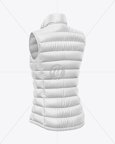 Download Matte Womens Down Vest Whood Mockup Back Half Side View ...