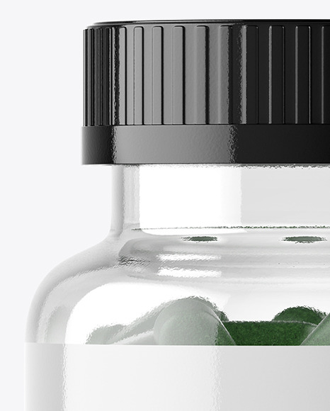 Clear Glass Bottle With Pills Mockup PSD #2