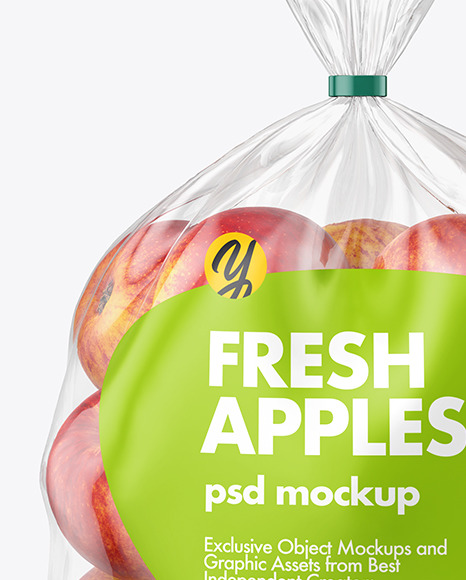 Download Plastic Bag With Red Apples Mockup In Bag Sack Mockups On Yellow Images Object Mockups PSD Mockup Templates