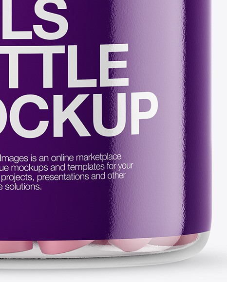 Clear Glass Bottle With Pills Mockup Clear Glass Bottle With Pills Mockup