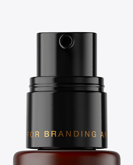 Frosted Amber Cosmetic Pump Bottle Mockup Frosted Amber Cosmetic Pump Bottle Mockup