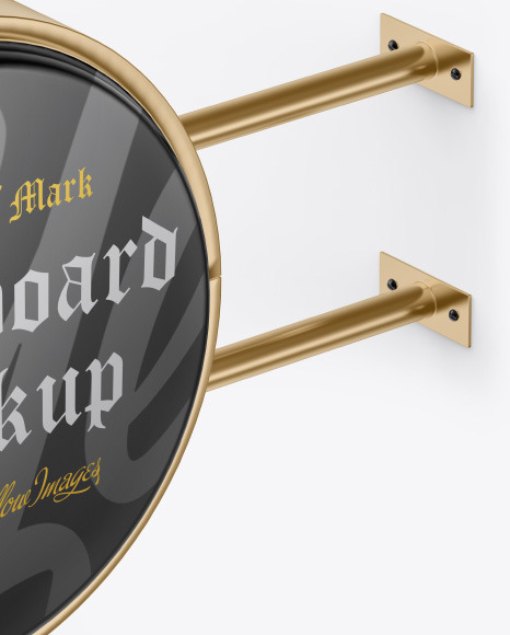 Glossy Metallic Round Signboard Mockup PSD #6