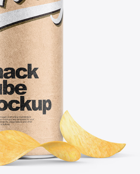 Download Kraft Snack Tube w/ Chips Mockup in Tube Mockups on Yellow Images Object Mockups