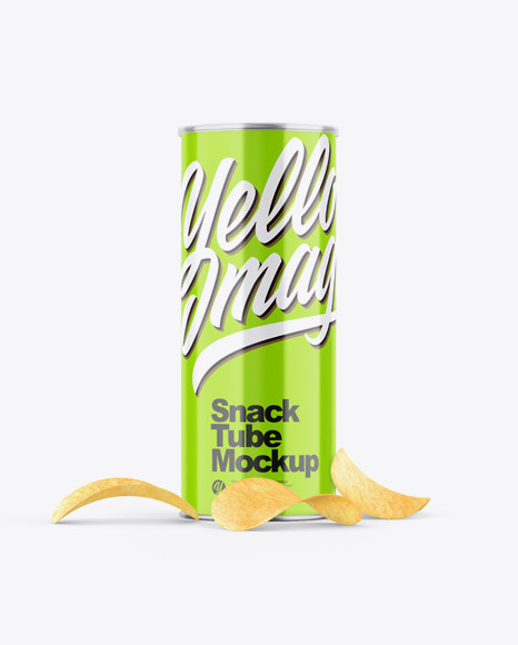 Download Glossy Snack Tube W Chips Mockup In Tube Mockups On Yellow Images Object Mockups Yellowimages Mockups