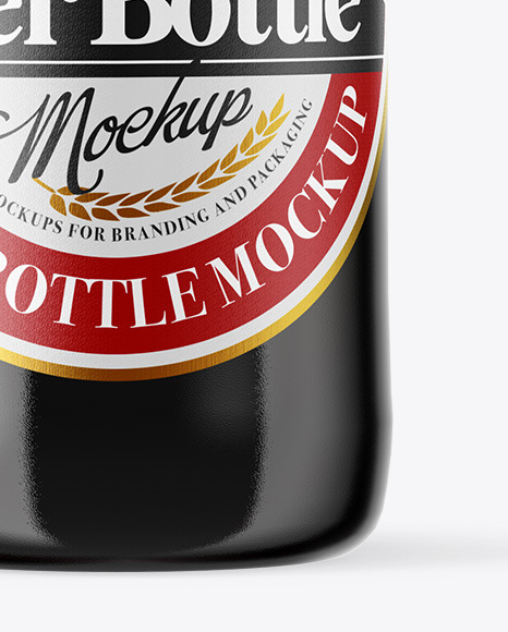 Amber Glass Dark Beer Bottle Mockup PSD #5