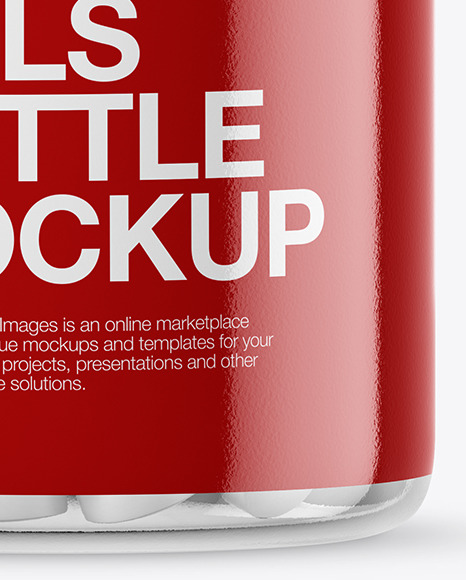 Clear Glass Bottle With Pills Mockup PSD #1