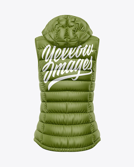 Download Matte Women S Down Vest W Hood Mockup Back View In Apparel Mockups On Yellow Images Object Mockups