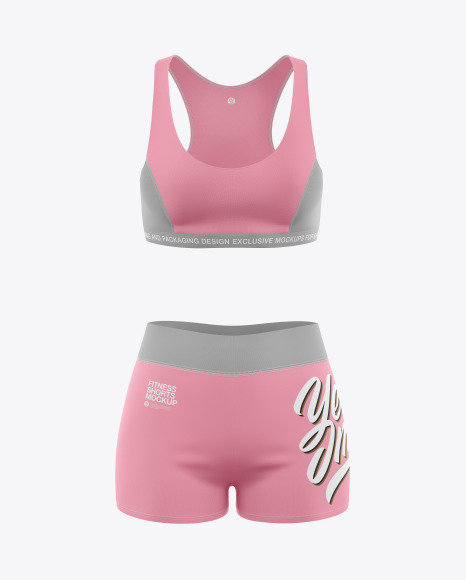 Download Women S Fitness Kit Mockup Front View In Apparel Mockups On Yellow Images Object Mockups