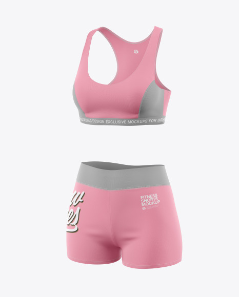 Download Women S Fitness Kit Mockup Halfside View In Apparel Mockups On Yellow Images Object Mockups