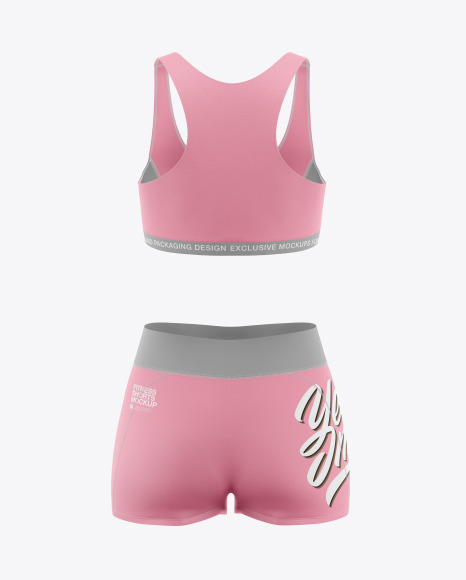 Download Women S Fitness Kit Mockup Back View In Apparel Mockups On Yellow Images Object Mockups