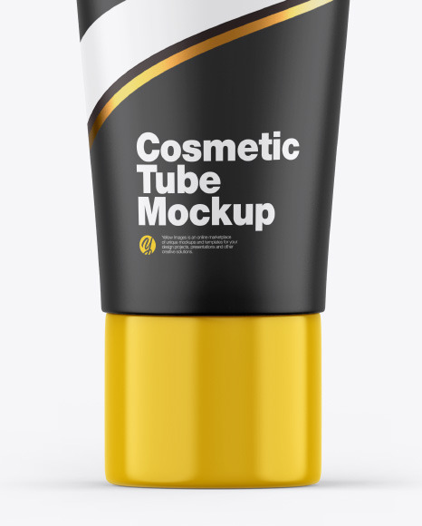 Matte Cosmetic Tube W Glossy Cap Mockup In Tube Mockups On Yellow Images Object Mockups