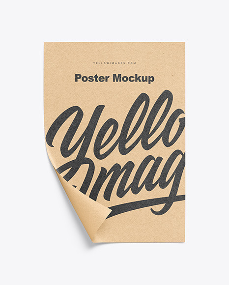 A4 Kraft Poster Mockup In Stationery Mockups On Yellow Images Object Mockups