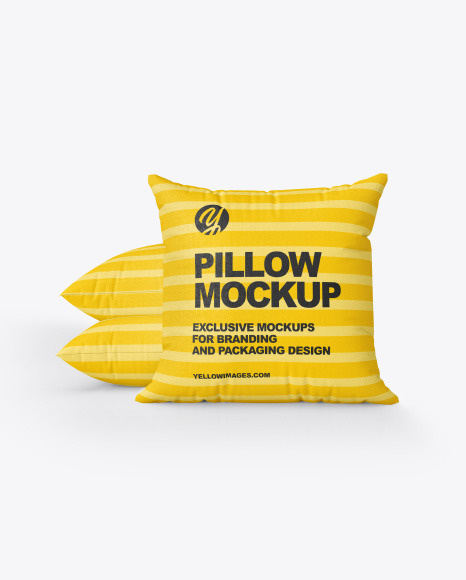 Download Three Square Pillows Mockup In Object Mockups On Yellow Images Object Mockups PSD Mockup Templates