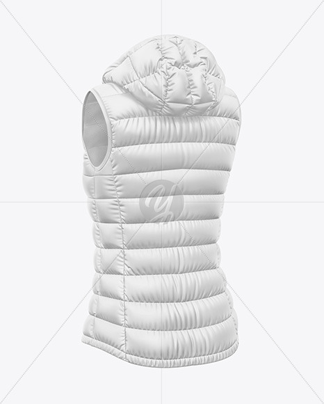 Download Matte Women's Down Vest w/Hood Mockup - Back Half Side ...