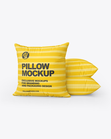 Download Three Square Pillows Mockup In Object Mockups On Yellow Images Object Mockups PSD Mockup Templates