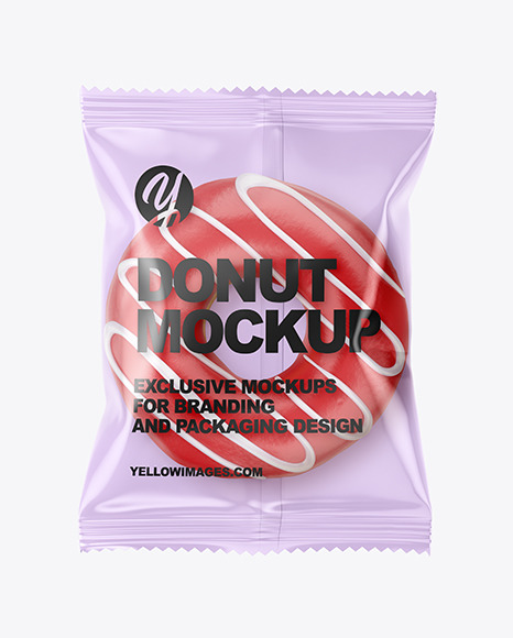 Download Plastic Bag With Red Glazed Donut Mockup In Bag Sack Mockups On Yellow Images Object Mockups