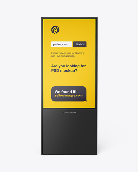 Download Digital Display Stand Mockup In Indoor Advertising Mockups On Yellow Images Object Mockups