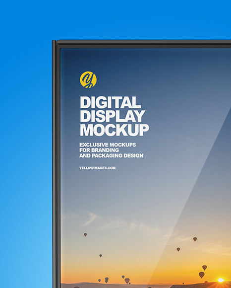 Download Digital Display Stand Mockup In Indoor Advertising Mockups On Yellow Images Object Mockups PSD Mockup Templates