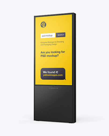 Download Digital Display Stand Mockup In Indoor Advertising Mockups On Yellow Images Object Mockups PSD Mockup Templates