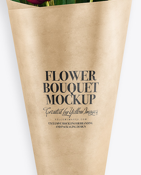 Download Flower Bouquet In Kraft Paper Wrap Mockup In Packaging Mockups On Yellow Images Object Mockups Yellowimages Mockups