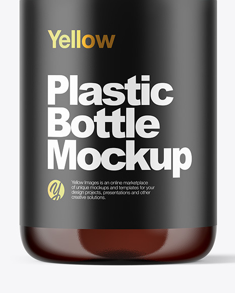 Amber Plastic Bottle Mockup PSD #1