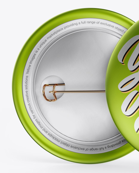 Two Metallic Button Pins Mockup PSD #1