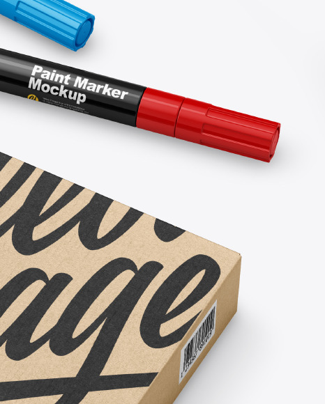 Download Glossy Box With Marker Pens Mockup In Packaging Mockups On Yellow Images Object Mockups PSD Mockup Templates