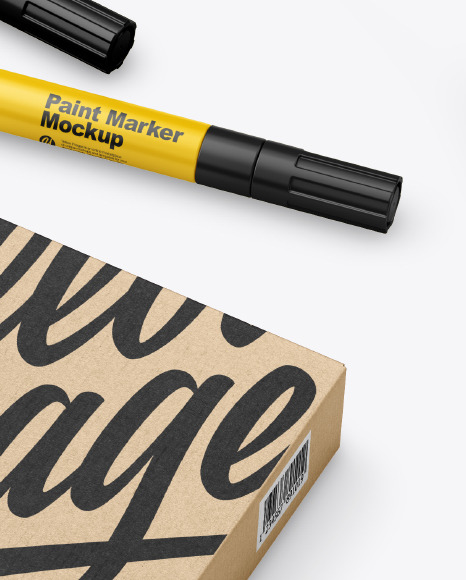 Download Matte Box With Marker Pens Mockup In Packaging Mockups On Yellow Images Object Mockups PSD Mockup Templates