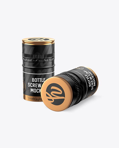 Two Matte Screw Caps Mockup PSD #2