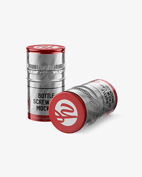 Two Metallic Screw Caps Mockup PSD #2