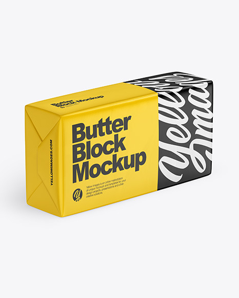 Download Glossy Butter Block Mockup In Packaging Mockups On Yellow Images Object Mockups PSD Mockup Templates