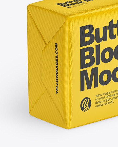 Download Glossy Butter Block Mockup In Packaging Mockups On Yellow Images Object Mockups PSD Mockup Templates