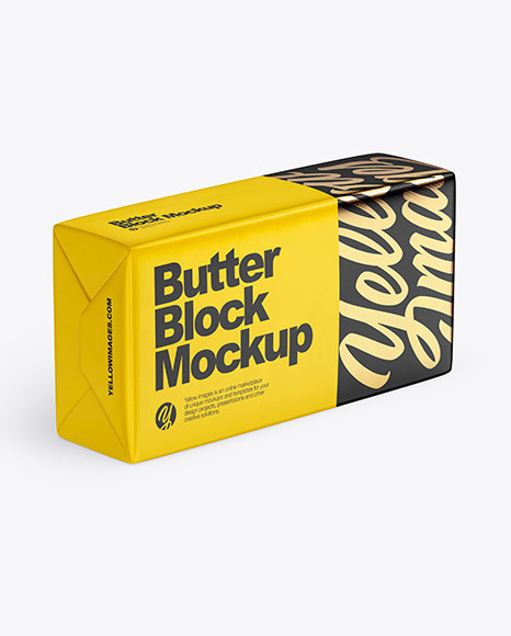 Download Glossy Butter Block Mockup In Packaging Mockups On Yellow Images Object Mockups PSD Mockup Templates