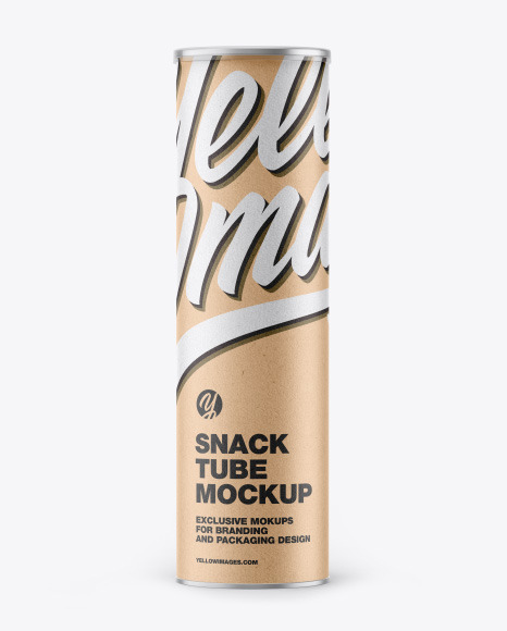 Download Kraft Snack Tube W Chips Transparent Cap Mockup In Tube Mockups On Yellow Images Object Mockups PSD Mockup Templates