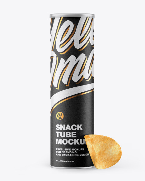 Download Kraft Snack Tube W Chips Transparent Cap Mockup In Tube Mockups On Yellow Images Object Mockups PSD Mockup Templates