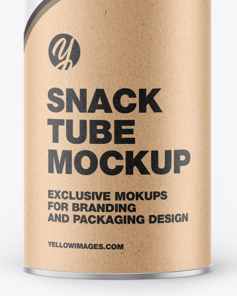 Kraft Snack Tube W Chips Transparent Cap Mockup In Tube Mockups On Yellow Images Object Mockups