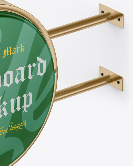 Matte Metallic Round Signboard Mockup PSD #6