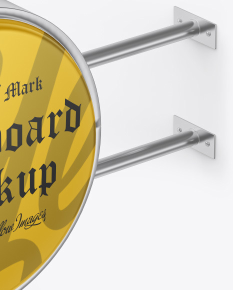Matte Metallic Round Signboard Mockup PSD #5
