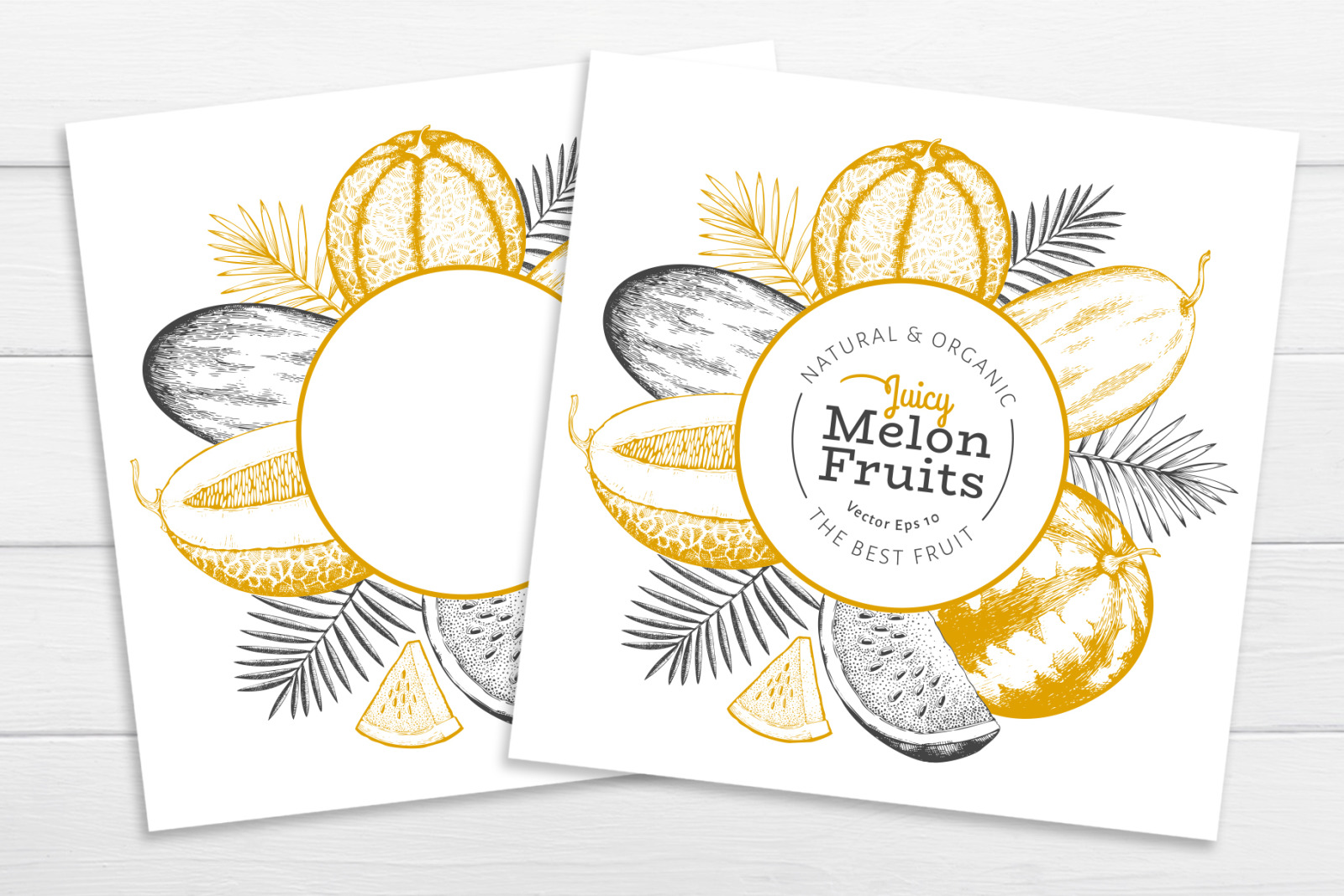 Melon Watermelon Vector Collection In Illustrations On Yellow Images Creative Store