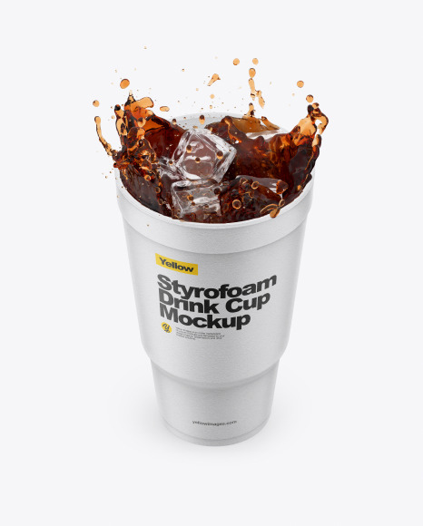 Download Styrofoam Cup With Cola Splash In Cup Bowl Mockups On Yellow Images Object Mockups