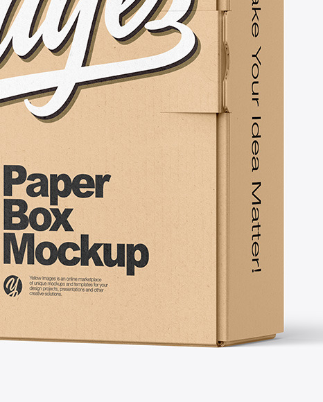 Kraft Paper Box Mockup on Yellow Images Object Mockups