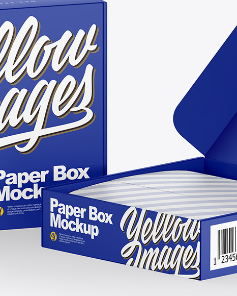 Download Two Paper Boxes Mockup In Box Mockups On Yellow Images Object Mockups