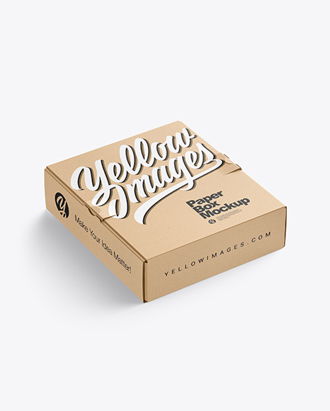 Kraft Paper Box Mockup In Box Mockups On Yellow Images Object Mockups